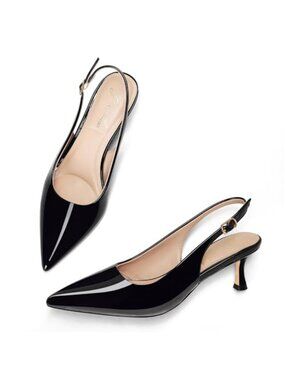 Women's Kitten Heel Slingback Pumps 2 Inch Low Heel Comfortable Closed Toe Work